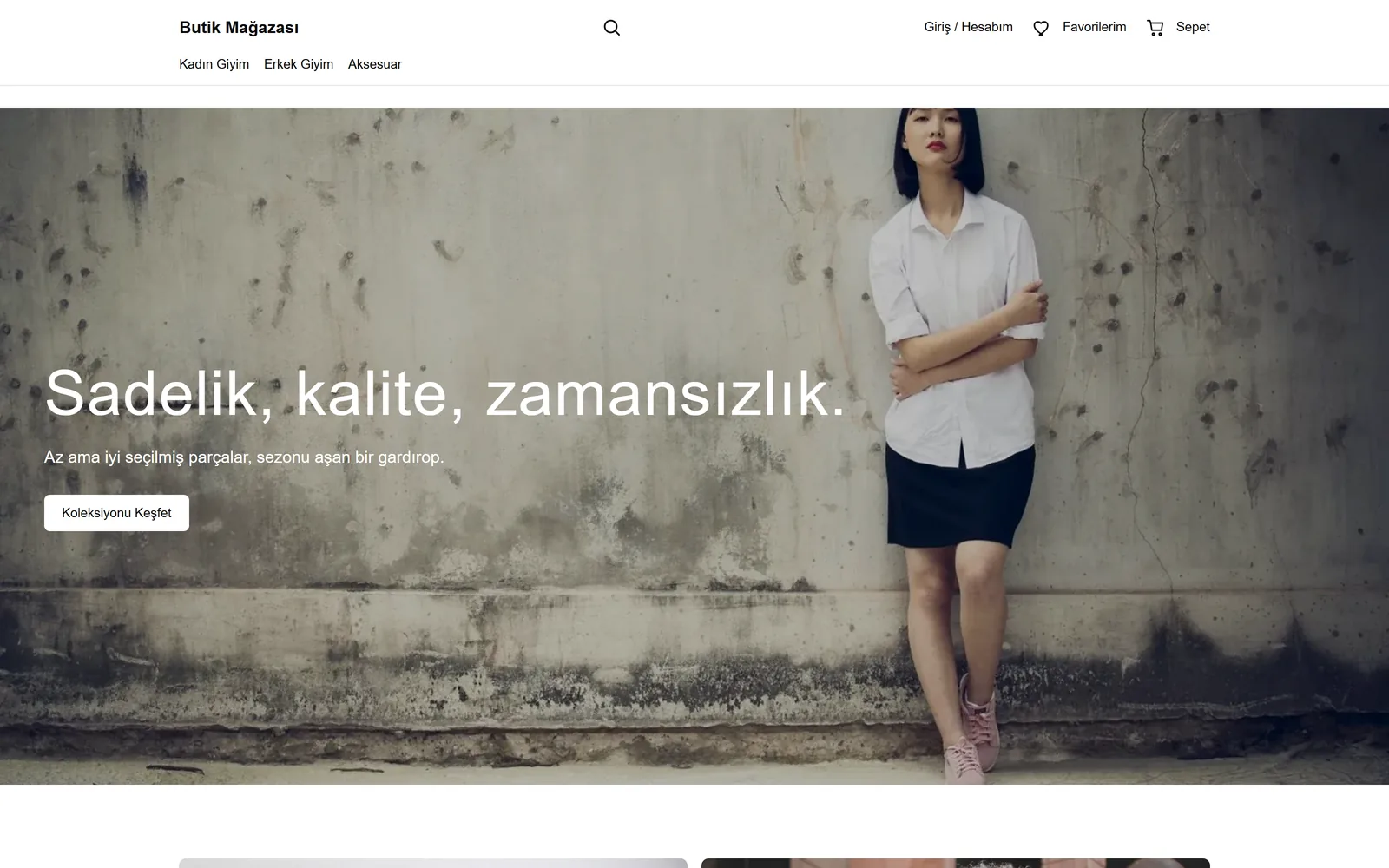 Modern teması — örnek mağaza görünümü